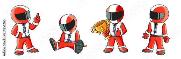 Fototapeta Max the Racer Winner 4 Illustrations Set Isolated on a White Background