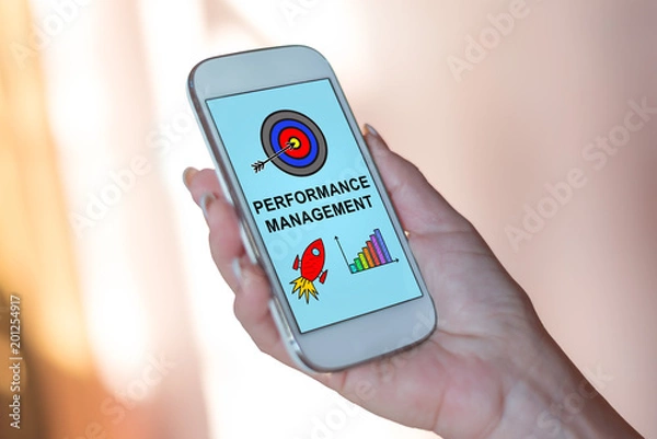 Fototapeta Performance management concept on a smartphone
