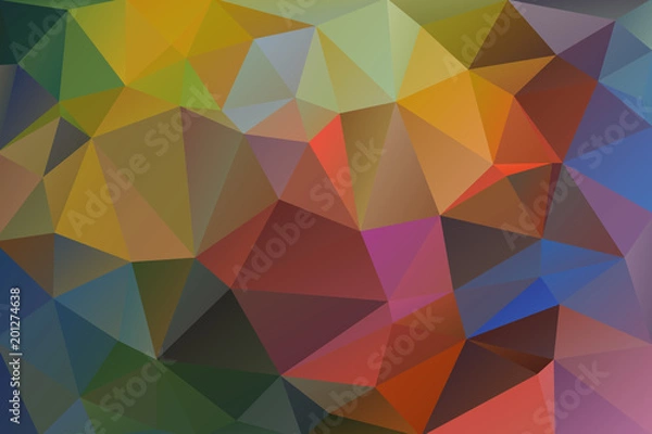 Obraz Abstract multicolored polygon, low polygon background. Transfusion of color. All the colors of the rainbow. Multicolor. Watercolor effect. Geometric Pattern