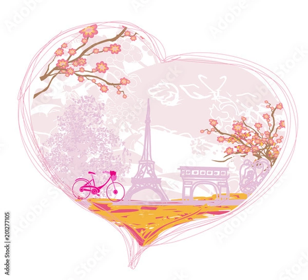 Fototapeta tower eiffel and bicycle.