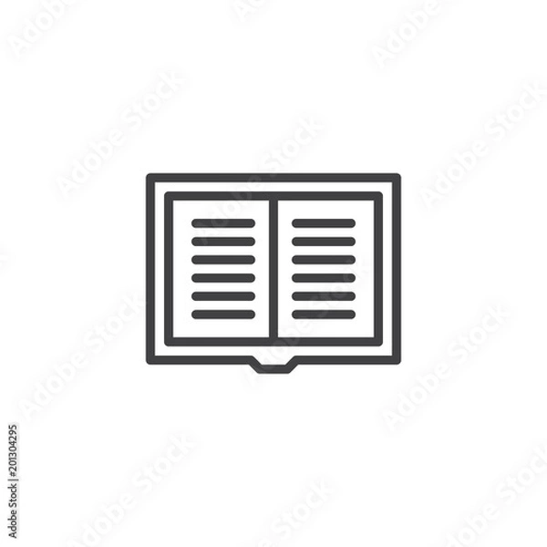 Obraz Text book outline icon. linear style sign for mobile concept and web design. Library reading simple line vector icon. Notebook symbol, logo illustration. Pixel perfect vector graphics