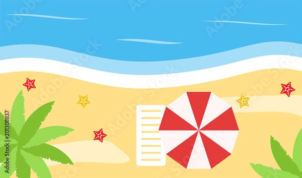 Obraz Summer Beach. Flat vector illystration.