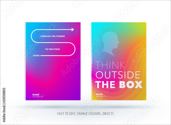 Fototapeta Abstract colourful graphic design of brochure in fluid liquid style with blurred smooth background. Set
