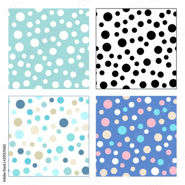 Fototapeta Vector seamless patterns of colorful circles.