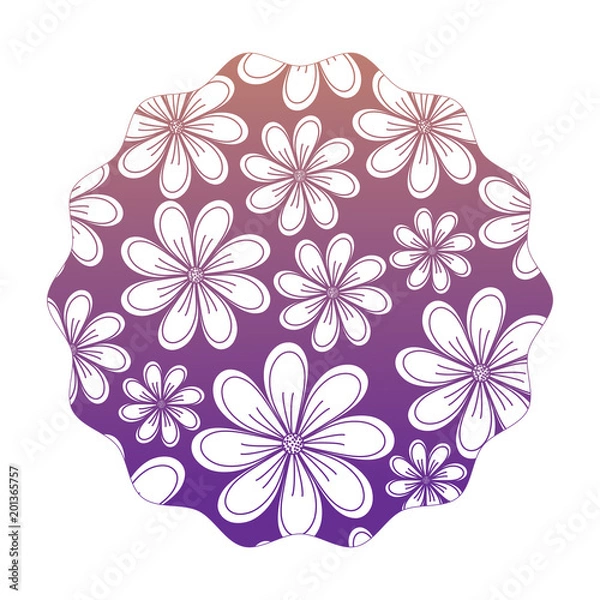 Fototapeta colorful decorative frame in circular shape with flowers design, vector illustration
