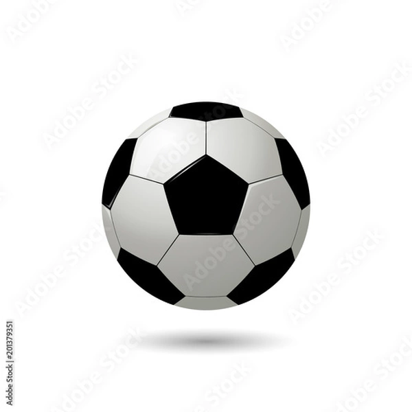 Fototapeta Realistic soccer ball on white background. Vector illustration
