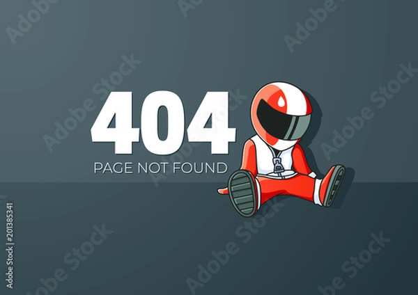 Fototapeta Upset Cartoon Racer Error 404 Screen Template