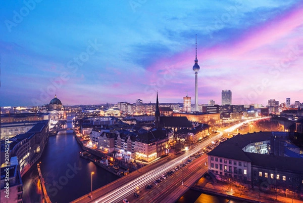 Fototapeta Berlin Skyline near Alexanderplatz. Transition