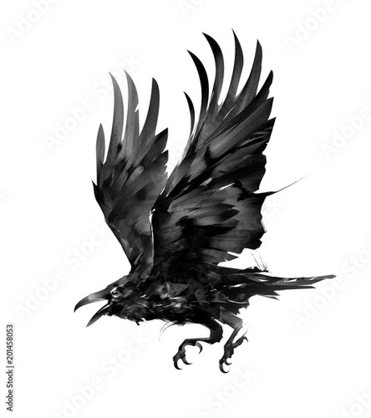 Fototapeta malowane izolowane latający ptak wieża z boku