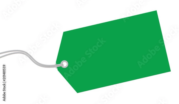 Obraz Green tag on white background
