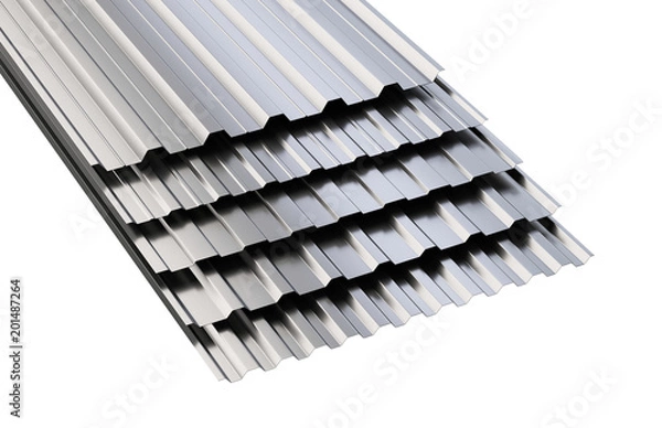 Fototapeta Metal corrugated roof sheets stack.