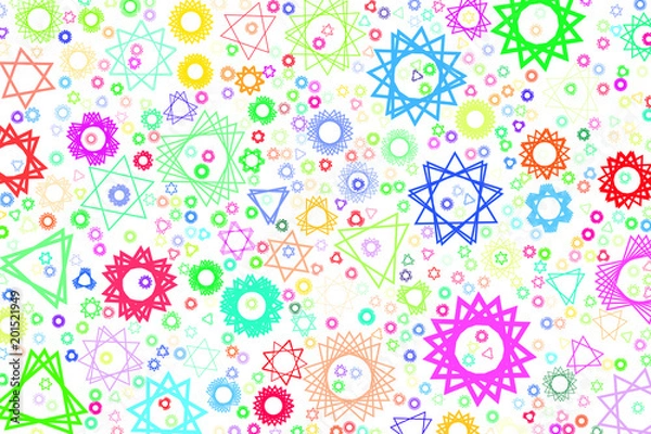 Fototapeta Abstract colored star shape pattern. Style, digital, concept & white.