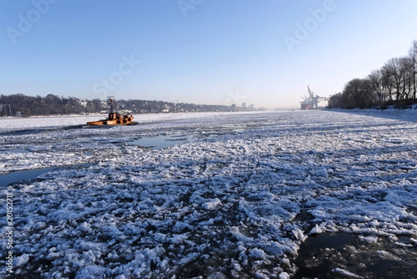 Fototapeta Eisgang im Hamburger Hafen