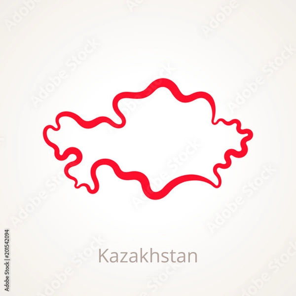 Fototapeta Kazakhstan - Outline Map