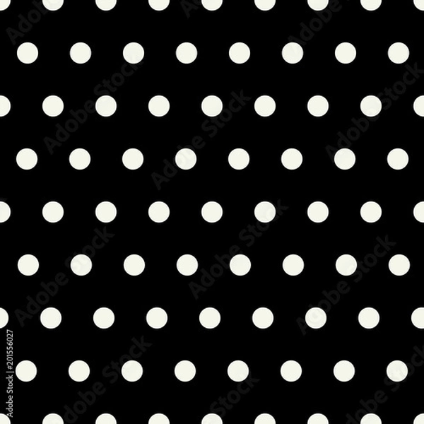 Fototapeta Seamless vector pattern with geometric white dot pattern with a black background