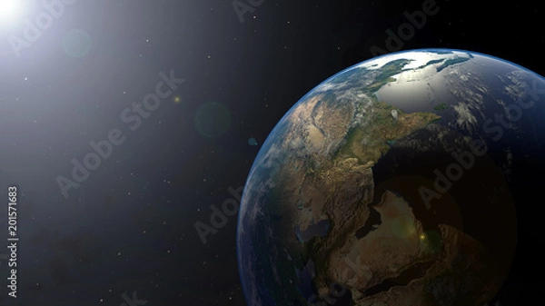 Fototapeta Earth on Space with Sun light and Star,Planet galaxy with copy space,Elements of this image furnished by NASA.