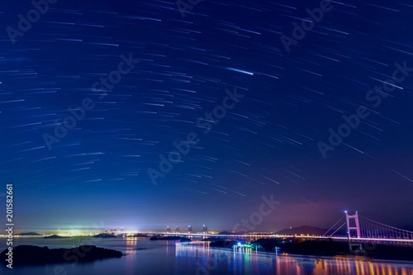 Obraz 瀬戸大橋と夜空
