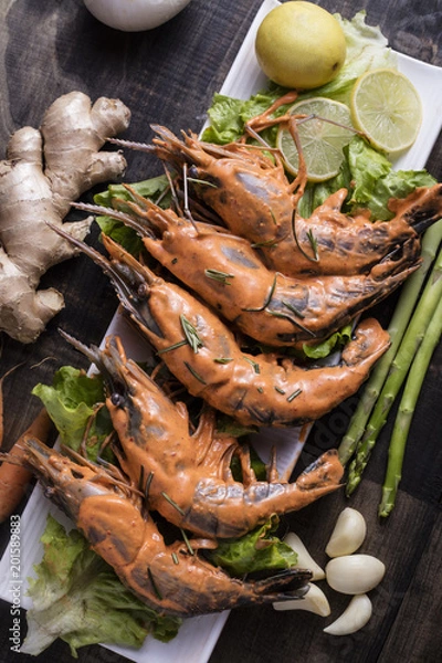 Obraz Marinated Tiger prawns