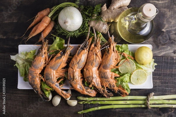 Obraz Marinated Tiger prawns