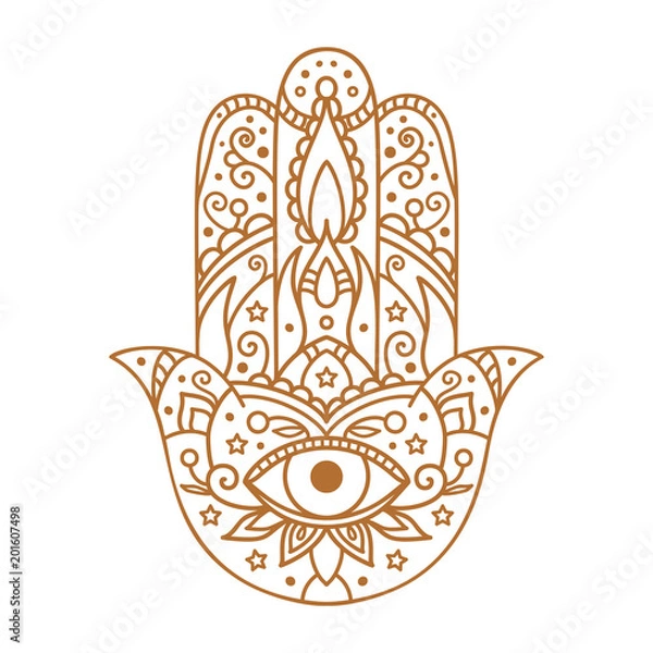 Obraz Ilustracji wektorowych. Hamsa na białym tle.