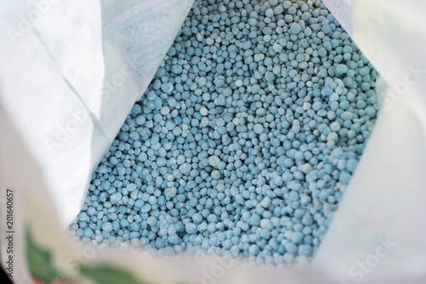 Obraz Düngemittel Blaukorn in der Tüte