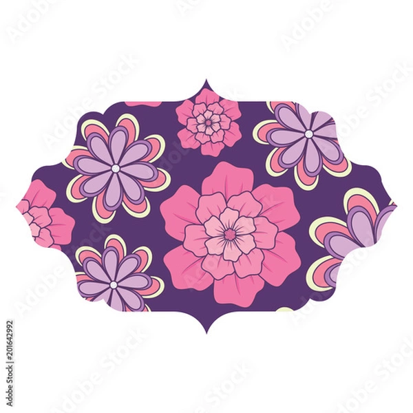 Obraz colorful decorative frame with floral design, vector illustration