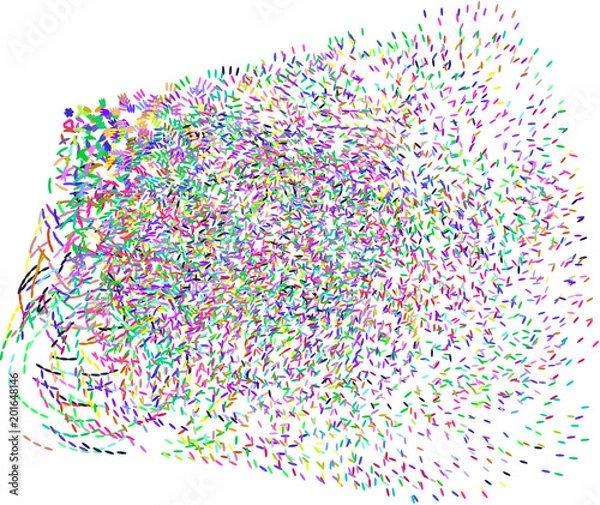 Obraz Abstract colored motion, particle or random shape pattern. Concept, background, dust & vector.