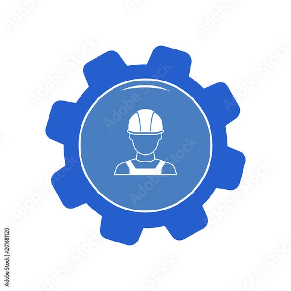 Obraz Builder in hemlet icon. Vector Illustration