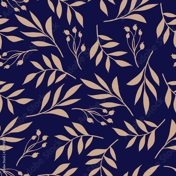 Obraz Botanical pattern of leaves and berries. Pattern of leaves.