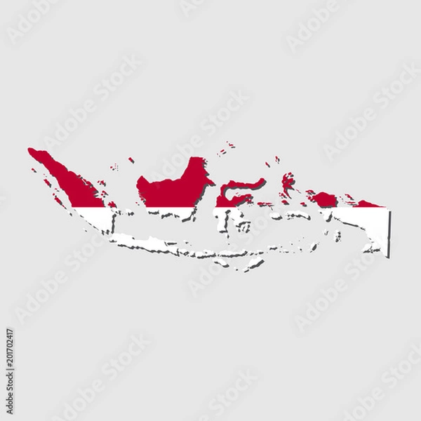 Obraz Indonesia Map Flag,Indonesia Map with Flag Vector