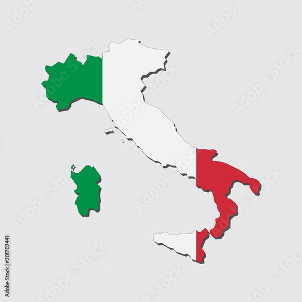 Obraz Italy Map Flag,Italy Map with Flag Vector