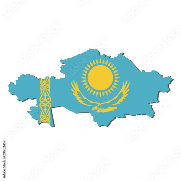 Obraz Kazakhstan Map Flag,Kazakhstan Map with Flag Vector