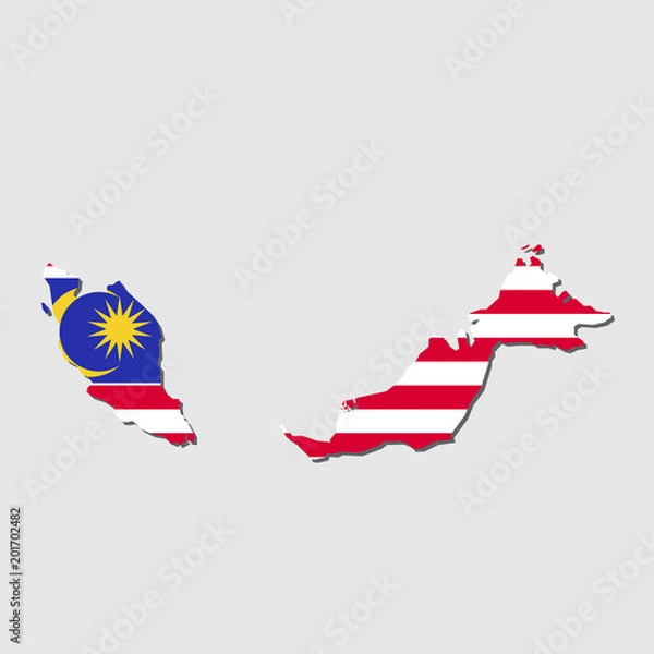 Obraz Malaysia Map Flag,Malaysia Map with Flag Vector