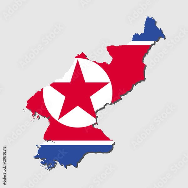 Obraz North korea Map Flag,North korea Map with Flag Vector