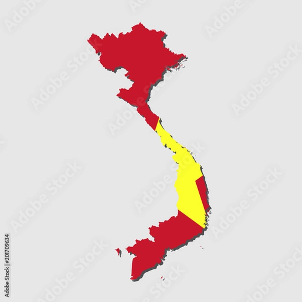 Obraz Vietnam Map Flag,Vietnam Map with Flag Vector