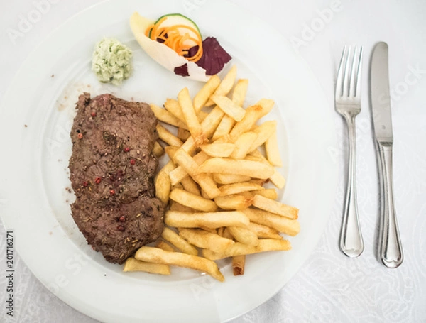 Obraz Rumpsteak mit Pommes