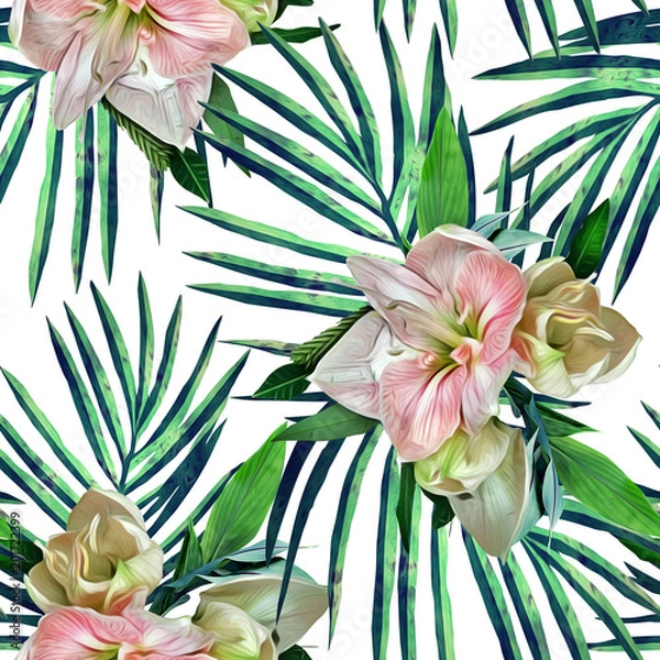 Obraz Amaryllis  seamless pattern. 