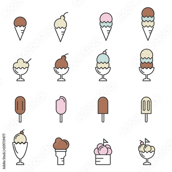 Fototapeta ice cream line icon vector illustration