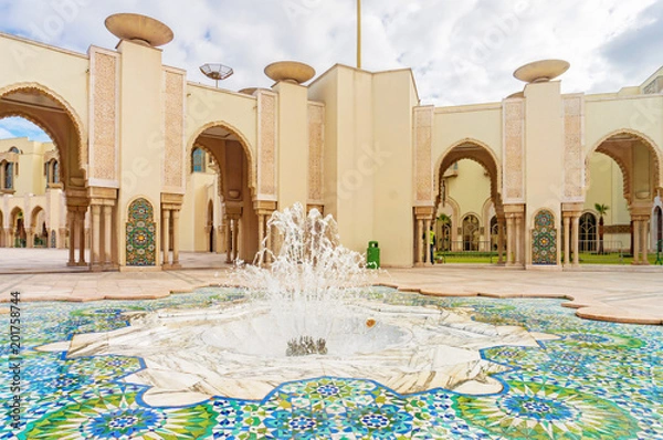 Obraz Fountain in Tower Mosque Hassan II in Casablanca