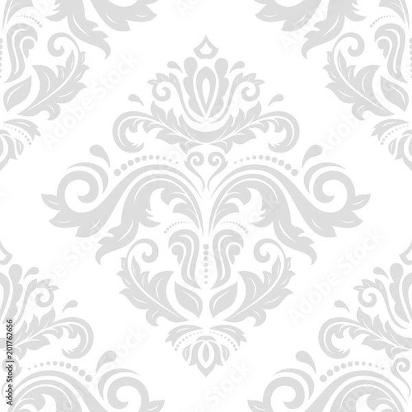 Fototapeta Orient vector classic pattern. Seamless abstract background with vintage light silver elements. Orient background. Ornament for wallpaper and packaging