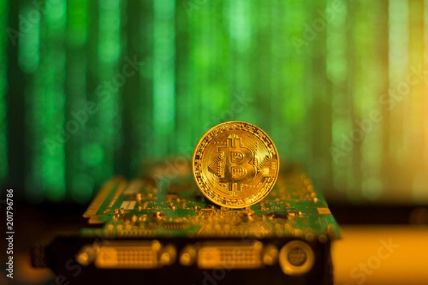 Obraz Bitcoin mining matrix background