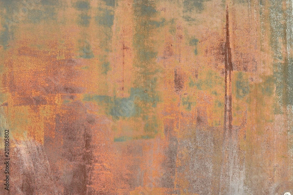 Fototapeta rusty metallic background with colored spots