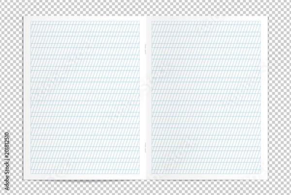 Fototapeta Realistic blank calligraphy practice copy book spread