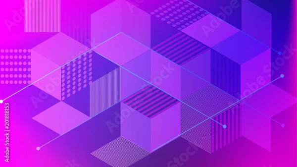 Fototapeta Geometric background in Origami style with gradient.Ultraviolet background.