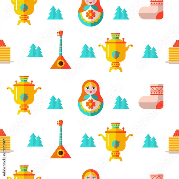 Fototapeta Seamless pattern. Russian souvenir. Vector illustration.