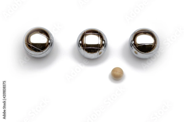 Fototapeta set of balls and game of petanque, isolated on white background