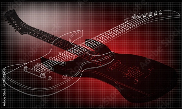 Obraz Guitar on a red