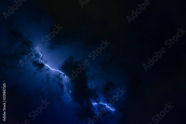 Obraz Stroke of lightning with storm clouds