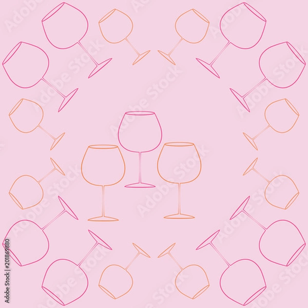Fototapeta Wineglass  pattern . Hand drawn.