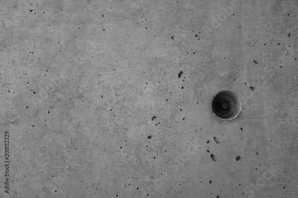 Obraz Gray concrete wall, abstract texture background, with diamond drill marks